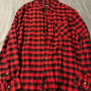 CQR Men's Red and Black Plaid Shirt
